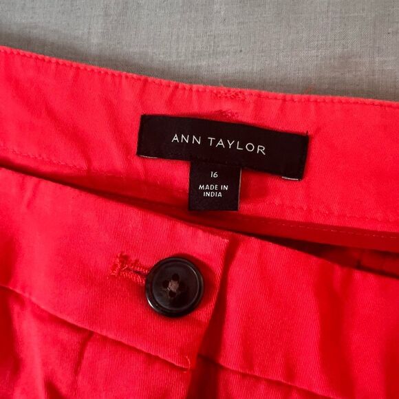 Ann Taylor Red Cotton Cropped Summer Dress Pants Size 16 - Picture 9 of 12